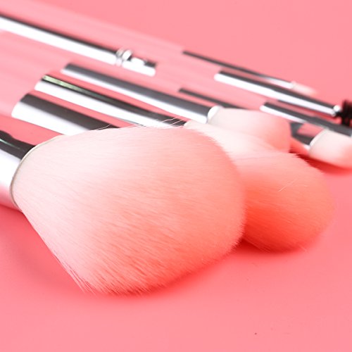 amoore 8 Stück Make Up Buersten Make Up Pinsel Set Pinselsets Holzgriff mit der PU Leder Pinsel Eimer Kosmetik - 5