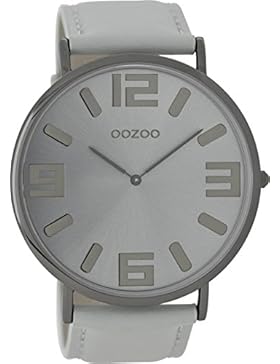 Oozoo Vintage Herrenuhr Lederband 47.5 MM Silbergrau/Silbergrau/Hellgrau C8850