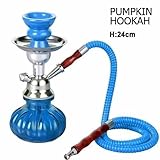 24cm Reise Mini Shisha Blau mit 1 Schlauch inkl. Tonkopf und Dichtungen