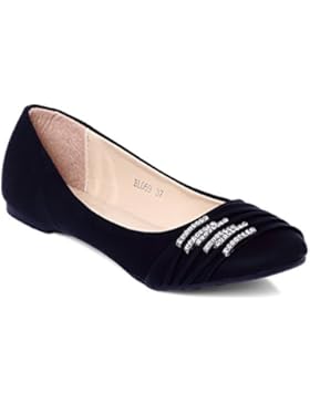 CASPAR Damen Schuhe / Ballerinas mit kleinen Strass-Schnallen SBA004