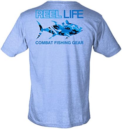 REEL LIFE MEN'S COMBAT BLUEFIN TUNA TEE (SS) - HEATHER BLUE -  Multi - 