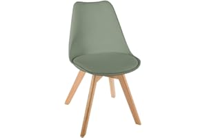 ATMOSPHERA CREATEUR D'INTERIEUR Atmosphera Créateur d'Intérieur - Chaise Baya Vert Kaki - Plastique et Hêtre - Salle à Manger, Cuisine, Bureau, Salon - Confortable Coussin Intégré