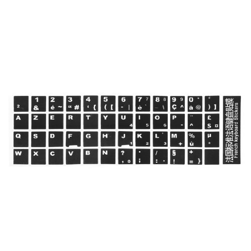 Weiße Buchstaben Französisch AZERTY-Tastatur-Aufkleber-Abdeckung schwarz für Laptop PC