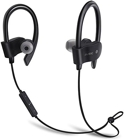 Wireless Sports Headphones, Amotus Bluetooth Headsets V4.1 Stereo Noise Cancelling Sweatproof Earbuds with Earhook Built-in Mic for Running Hiking Jogging Gym(Black)