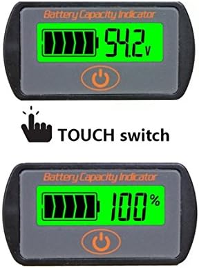 Cleanpower Touch Control 12V Lead Acid Battery Capacity Indicator Voltage Tester Button Multifunction LCD Battery Power Meter Voltmeter (48V)