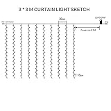 Weihnachtsdeko Fenster LED Vorhang Eiszapfen Lichterkette 300 LEDer innen außen Beleuchtung Dekoration, Warm Weiß - 4