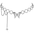 Vembley Silver Punk Style Geometric Circle Star Tassel Butterfly Choker Necklace For Women And Girls