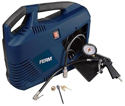 FERM CRM1049 Compresseur Portable - 1100W - Incl. tuyau à air, gonfleur, rallonge,soupape et adaptateur universel