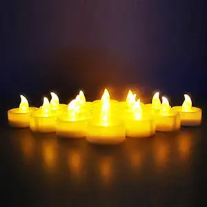 Ein Sof Flameless LED Tealights, Smokeless Plastic Decorative Candles - Yellow Light, Pack of 10