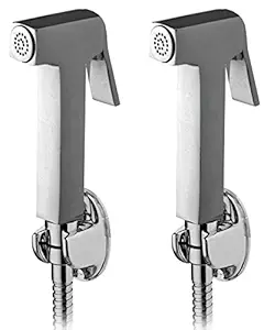 Drizzle Square Health Faucet With 1 Meter Flexible Tube And Wall Hook - Set of 2