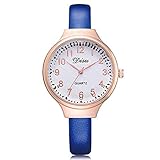 Modische Armbanduhr. Noopvan Damen-Armbanduhr X56 Quarzuhr mit Lederband, digitales Zifferblatt, analoge Quarzuhrwerk, klassisch, analog, Quarzuhrwerk, Armbanduhr Antik one size fits all blau