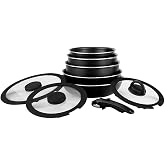 Leggno All-In-One Titanium 9 Par&ccedil;a Set: 22Cm Derin &amp; 24Cm Sığ Tencere 20-28Cm Tava &amp; 28Cm Wok 22Cm-24Cm-28Cm Cam Kapak 1 Adet