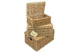 WoodLuv Seagrass Storage Basket with Lid, Set of 3 (Kitchen &amp; Home)