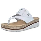  Sandalia napa con Cristales Marca PITILLOS, Color Blanco, cuña 5cm y Plataforma 3cm - 5652-938 (41 EU, Blanco)