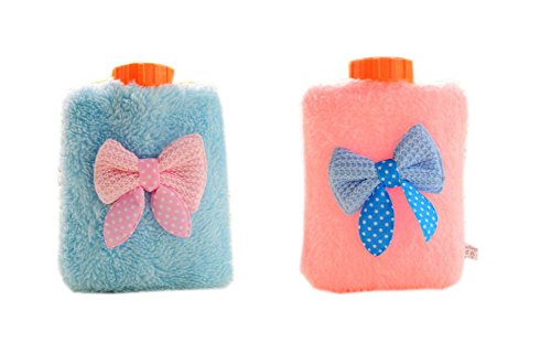 2 Packs Fluffy Bow Knot Mini Hot Water Bottles (Color May Vary)