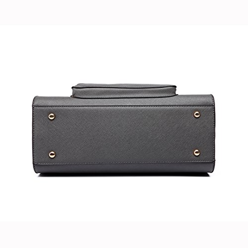 Faux Leather Tote Bag Miss Lulu Black Handbag Miss Lulu 3-Piece