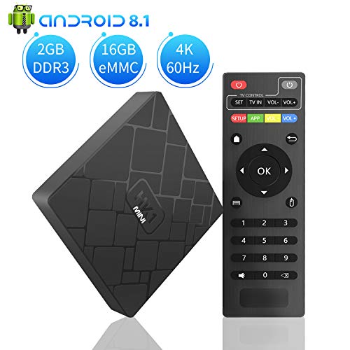TV Box Android 8.1 - YANCHI HK1mini Smart TV Box Quad Core, 2GB RAM & 16GB ROM, 4K*2K UHD H.265, HDMI, USB*2, WiFi Media Player, Android Set-Top Box [Versión Mejorada]
