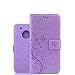 Produktbild Moto G5 Plus Hülle, Lenovo Moto G5 Plus Schutzhülle, Alfort Carving Lederhülle Fashion Design Premium PU Leder Hohe Qualität Tasche Case Cover Kasten Abdeckung Wallet für Lenovo Moto G5 Plus 5.2" Smartphone Funktion Standfunktion Unterstützte Telefone und Magnetverschluss mit Schmetterling ( Helles Lila )