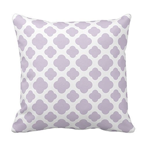 Chevron Pattern - Lavender Color and White Moroccan Quatrefoil Design Pillows Classic Stripes Pattern For Decoration Pillow Case Zipper Pillow Cover Brief Design Pillowcase Cover