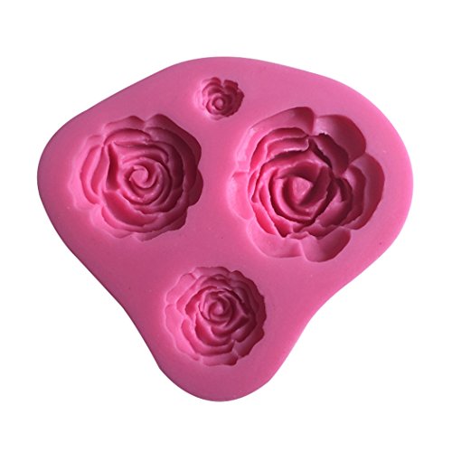 Karen Baking Rosen-Blume Geformt 3D Silikon-verzierender Schokoladen-Kuchen-Form-Fondant-backendes Werkzeug-Rosa