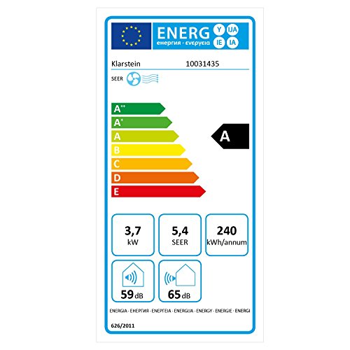 Klarstein • Frostik 12 • Fenster-Klimaanlage • Fensterklimagerät • Klimagerät • kraftvolle 12000 BTU / 3,7 kW Kühlleistung • 3 Betriebsmodi • Timer • 4-stufig integrierter Ventilator • integrierter Luftfilter • inkl. Fernbedienung • Kältemittel R32 • weiß - 2