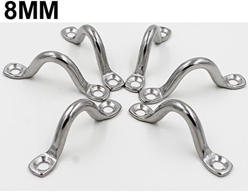 6 Stainless Steel Pad Eye, Eye Straps, Tie Down, Kayak Deck Loop, footman's loop (8MM)