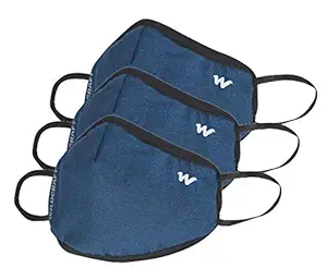 Wildcraft Polypropylene Reuseable Respirator Mask (Blue, Without Valve, Pack of 3) for Unisex
