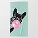 Produktbild NDJHEH Strandtücher Handtücher Bubble Gum Sneaky French Bulldog in Green Beach Towel 31x51 Inches