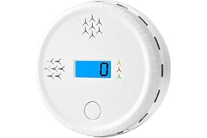 YHOCO Détecteur d'alarme monoxyde de Carbone, détecteur d'alarme Co avec Affichage numérique, certifié en50291, pour Alarme sonore 85db à la Maison, au Bureau (Batterie Non Incluse)