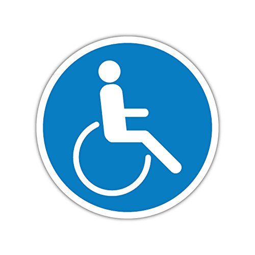 Preisvergleich Produktbild Aufkleber 20cm Hinweis - Behinderte Rollstuhlfahrer Rollstuhl Schild (blau / weiß)