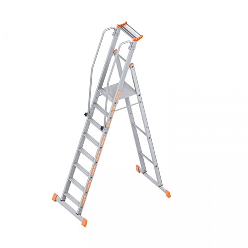 Preisvergleich Produktbild Layher 1074008 1074 Plattformleiter Topic 8 Sprossen, Aluminium