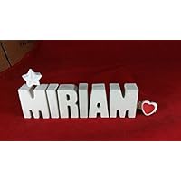Beton, Steinguss Buchstaben 3 D Deko Schriftzug Namen MIRIAM als Geschenk verpackt! Ein ausgefallenes Geschenk zur Geburt, Taufe, Geburtstag oder auch zu anderen Anlässen.