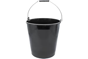 CABLEPELADO - Cubo plastico Reciclado engomado 15 litros - Cubo Agua - balde - cubeta - barreño - medidor - asa Metal - Cubo Jardin - Color Negro