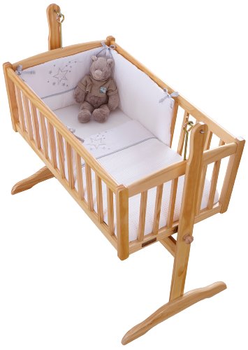 Clair de Lune White Stardust Crib/Cradle Quilt & Bumper Bedding Set