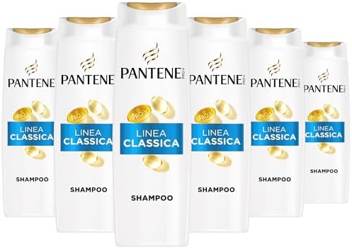 Pantene PRO-V Shampoo Linea Classica 6x300ml per Capelli Normali e Misti, Deterge Delicatamente e Protegge i Legami del Capello, Uso Quotidiano, Senza Olio Minerale e Coloranti, Active Nutri-Plex