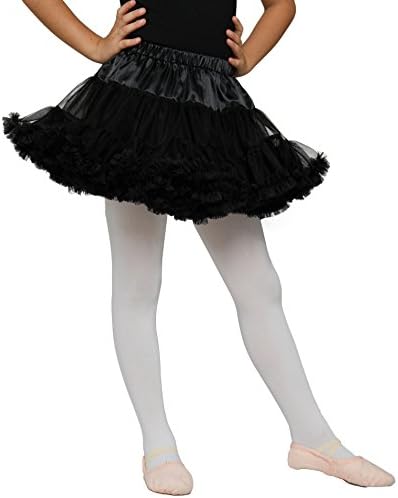 Fitdance Tutus Skirt For Girl Belt Adjustable 4 Layered Ballerina Party Skirt by [Black]