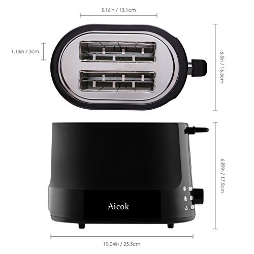Aicok Toaster 2 Scheiben, Cool Touch Toaster mit 7 Toast Einstellungen, einfach zu reinigen, schwarz - 6