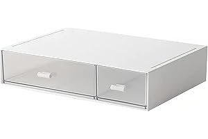 HCLRW Desktop Organizer-Stackable Organizer Drawers, Desk Storage Perfect For Collection Small Item/Cosmetic Office Supplies - 2 drawers (White)