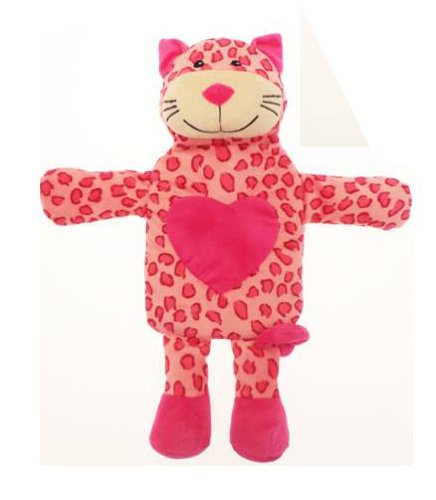 Kids Hot Water Bottles With Cat, Doll, Robot & Spider Style Covers, Pink Cat
