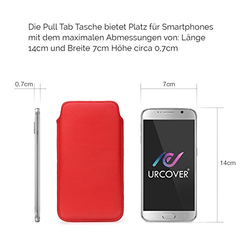 Custodia da 4,7 pollici Cover universale con linguetta, UrcoverÂ® pull tab Case, Sacchetto smartphone [Lunghezza 14 cm, larghezza 7 cm] con protezione anticaduta - Rosso