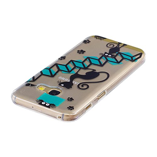 Samsung Galaxy A3 2017 Hülle,MAGQI Transparent Ultra Dünn Gel TPU Bumper Tasche mit Bunter Cartoon Design [Kratzfeste,Scratch-Resistant] [Crystal Clear] Weiche Silikon Gummi Schutzhülle [Frei Stylus Pen] 360 edge protection für Samsung Galaxy A3 2017 – schwarze Katze - 3