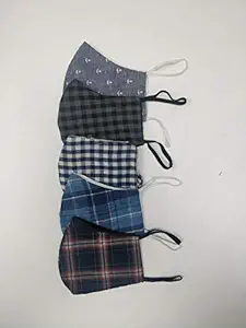 Epg - Enviro Protective Gear Mens Basic Back Elastic Washable Fabric Masks (Pair of 5)