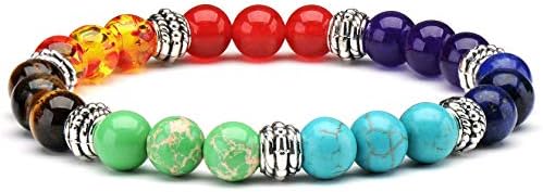 Senlinmu7 Chakra Bracelet Crystal Meditation Balancing Reiki Bracelets Mother's Day Gift, 7 Inch, Stone, 7 pouces, Stone