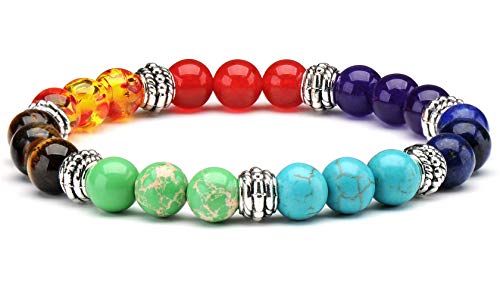 Senlinmu7 Chakra Bracelet Crystal Meditation Balancing Reiki Bracelets Mother's Day Gift, 7 Inch, Stone, 7 pouces, Stone