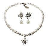 Länge Trachten Halskette: ca. 41 cm + 7 cm Verlängerungs-Kette, Durchmessser Trachtenohrringe Strass-Edelweiss: ca. 1,5 cm