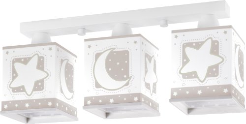 Dalber 63233E Mond und Sterne Deckenlampe, 3-Flammige, Plastik, grau, 48 x 12.5 x 20.5 cm
