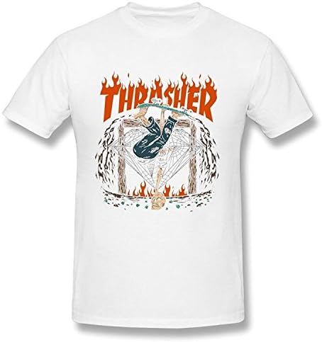 Kazzar Men's Thrasher Hellride Funny Skull Skating T Shirt M(XX-Large)