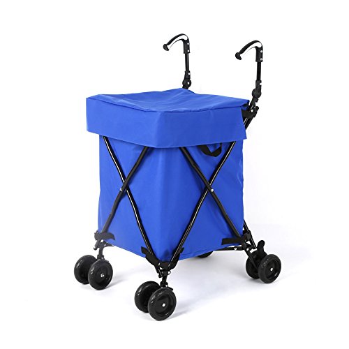 HOMFA Handwagen klappbar Einkaufstrolley Einkaufsroller Transportwagen Einkaufswagen belastbar bis 50kg blau