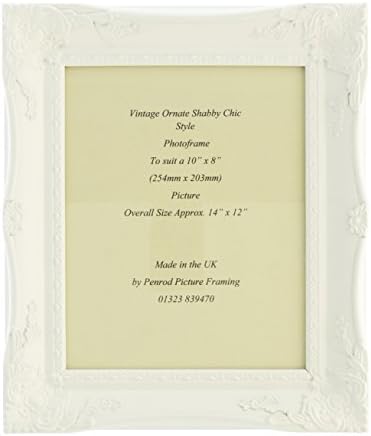 Matt White Shabby Chic Ornate Swept Vintage Picture Frame For a 10" x 8" (254mm x 203mm) Photo