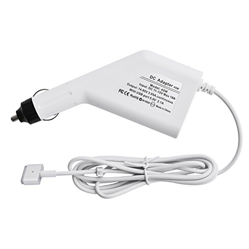 Original iProtect® Auto KFZ Universal Adapter Netzteil Ladegerät 45W für Apple MacBook mit MagSafe 2 Netzanschluss Charger + zusätzlichen USB Anschluss für iPhone / iPad in weiß - 2